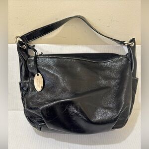 TALBOTS Genuine Leather Black Hobo Shoulder Bag Excellent Condition Medium Size